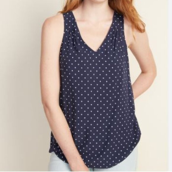 Old Navy Blue & White Polka Dot Tank Top Everyday Comfy Relaxed Fit Size XL - Picture 1 of 9